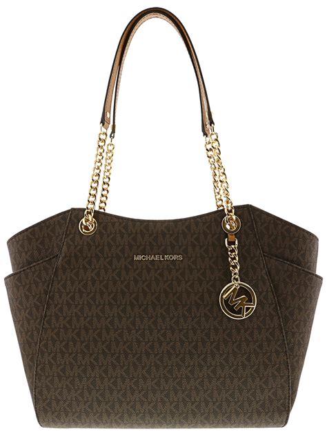 michael michael kors jet set large leather tote|Michael Kors jet set brown.